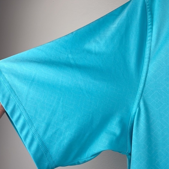 Greg Norman Men Play Dry Polo Shirt SZ L Short Sleeve Aqua Color Unique Design - Picture 5 of 12